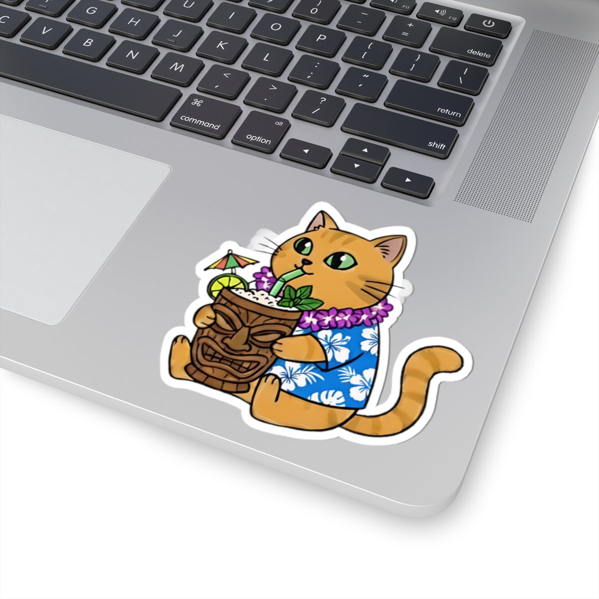 Aloha Cat Sticker | Cute Mai Tai & Hawaiian Shirt Vinyl Decal