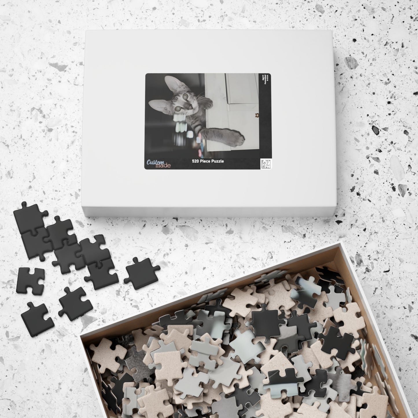 Black & White Tabby Cat Jigsaw Puzzle 110–1014 pcs