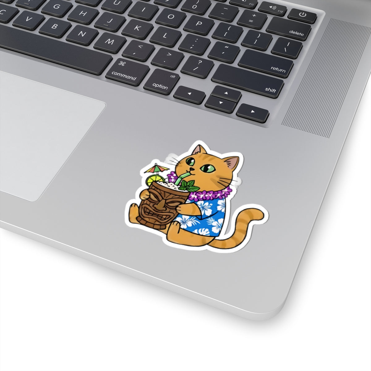 Aloha Cat Sticker | Cute Mai Tai & Hawaiian Shirt Vinyl Decal