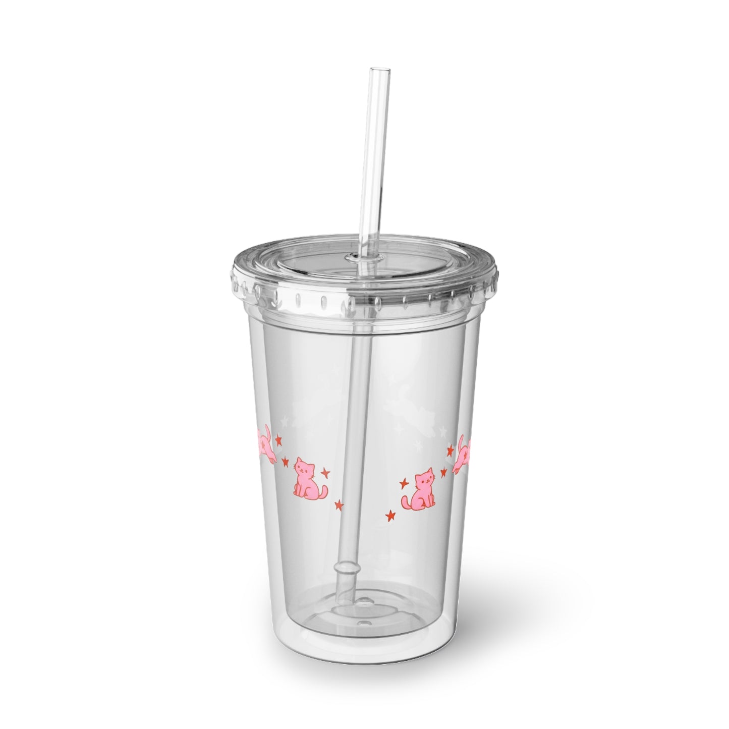 Cat Carousel Acrylic Cup with Straw - Reusable Tumbler for Iced Drinks