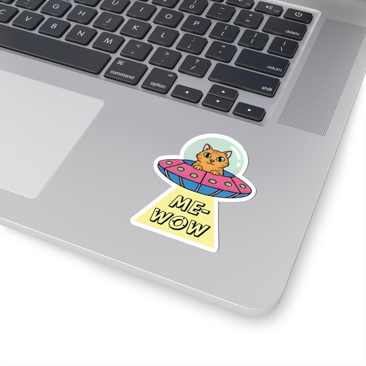 UFO Cat Pilot Sticker | Funny 'ME-WOW' Beam Vinyl Decal