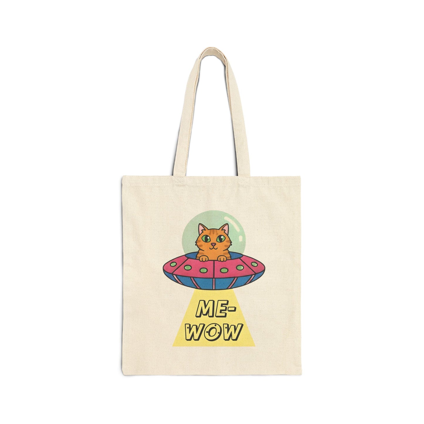 UFO Cat Tote Bag | ME-WOW Canvas Bag | Unique Sci-Fi Gift