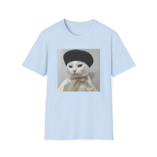 French Cat Graphic T-shirt - White Cat
