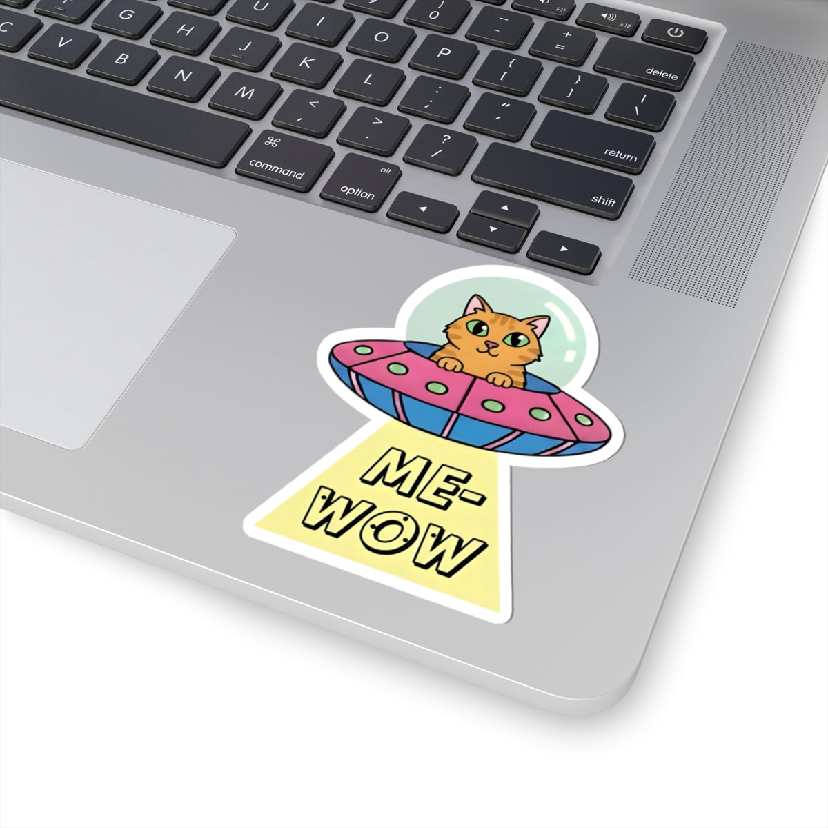 UFO Cat Pilot Sticker | Funny 'ME-WOW' Beam Vinyl Decal