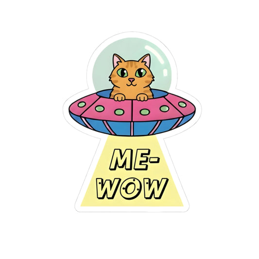 UFO Cat Pilot Sticker | Funny 'ME-WOW' Beam Vinyl Decal