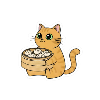 Kawaii Xiao Long Bao Cat Sticker | Cute Dumpling Vinyl Decal for Foodies