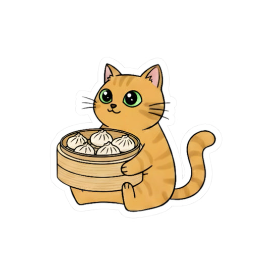 Kawaii Xiao Long Bao Cat Sticker | Cute Dumpling Vinyl Decal for Foodies
