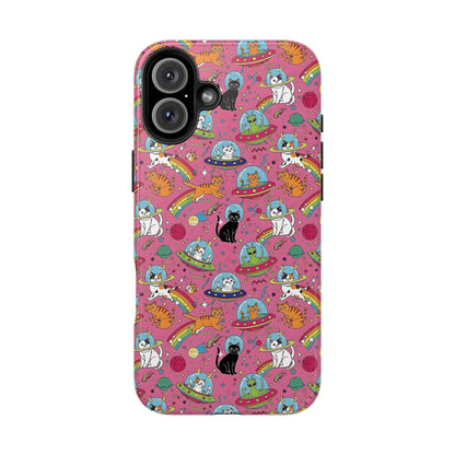Whimsical Galaxy Cat Tough Phone Case | Cute Cosmic Kitty Cover