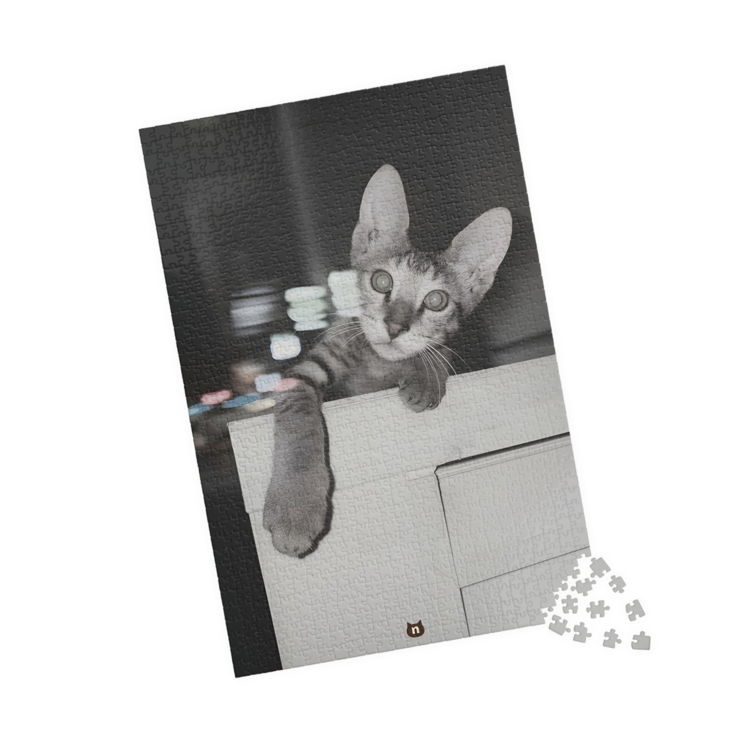 Black & White Tabby Cat Jigsaw Puzzle 110–1014 pcs