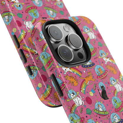 Whimsical Galaxy Cat Tough Phone Case | Cute Cosmic Kitty Cover