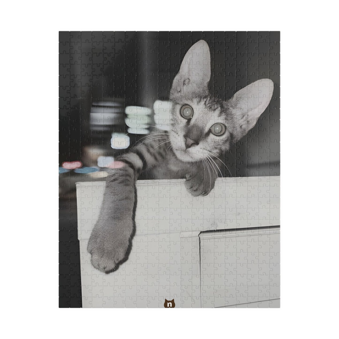 Black & White Tabby Cat Jigsaw Puzzle 110–1014 pcs