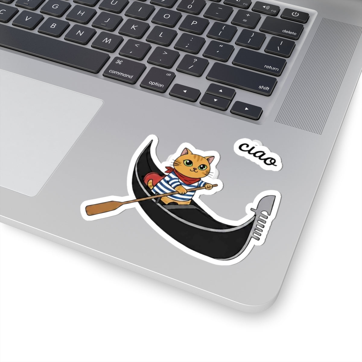 Cute Gondolier Cat Sticker | Venice Travel Decal for Laptop & Water Bottle