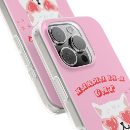 Karma is a Cat Phone Case in Pink