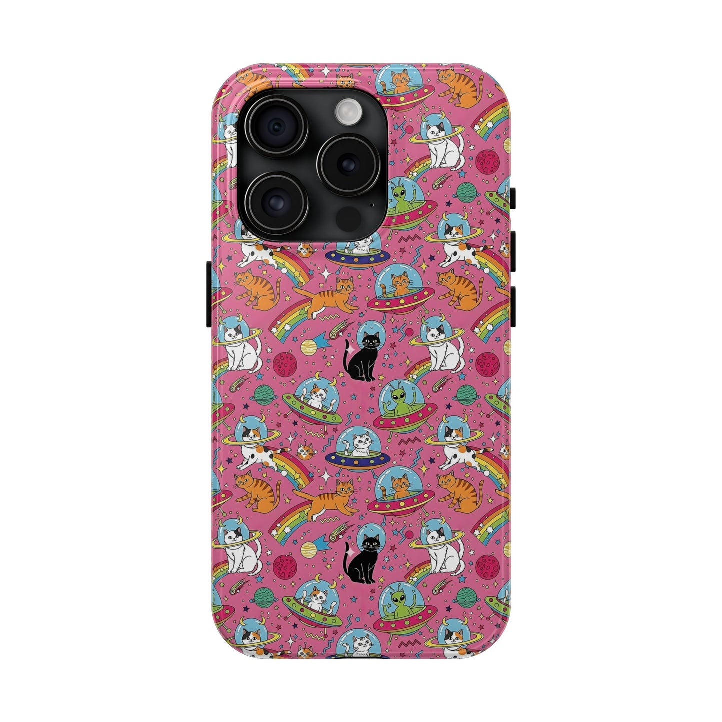 Whimsical Galaxy Cat Tough Phone Case | Cute Cosmic Kitty Cover