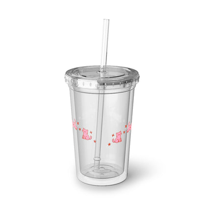 Cat Carousel Acrylic Cup with Straw - Reusable Tumbler for Iced Drinks