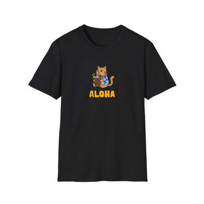 Aloha Cat T-Shirt | Hawaiian Shirt Kitty | Tropical Drink Tee | Summer Vacation Gift