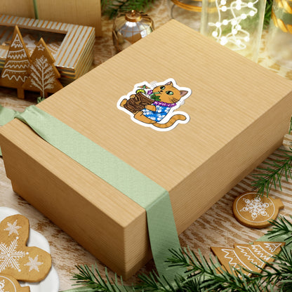 Aloha Cat Sticker | Cute Mai Tai & Hawaiian Shirt Vinyl Decal