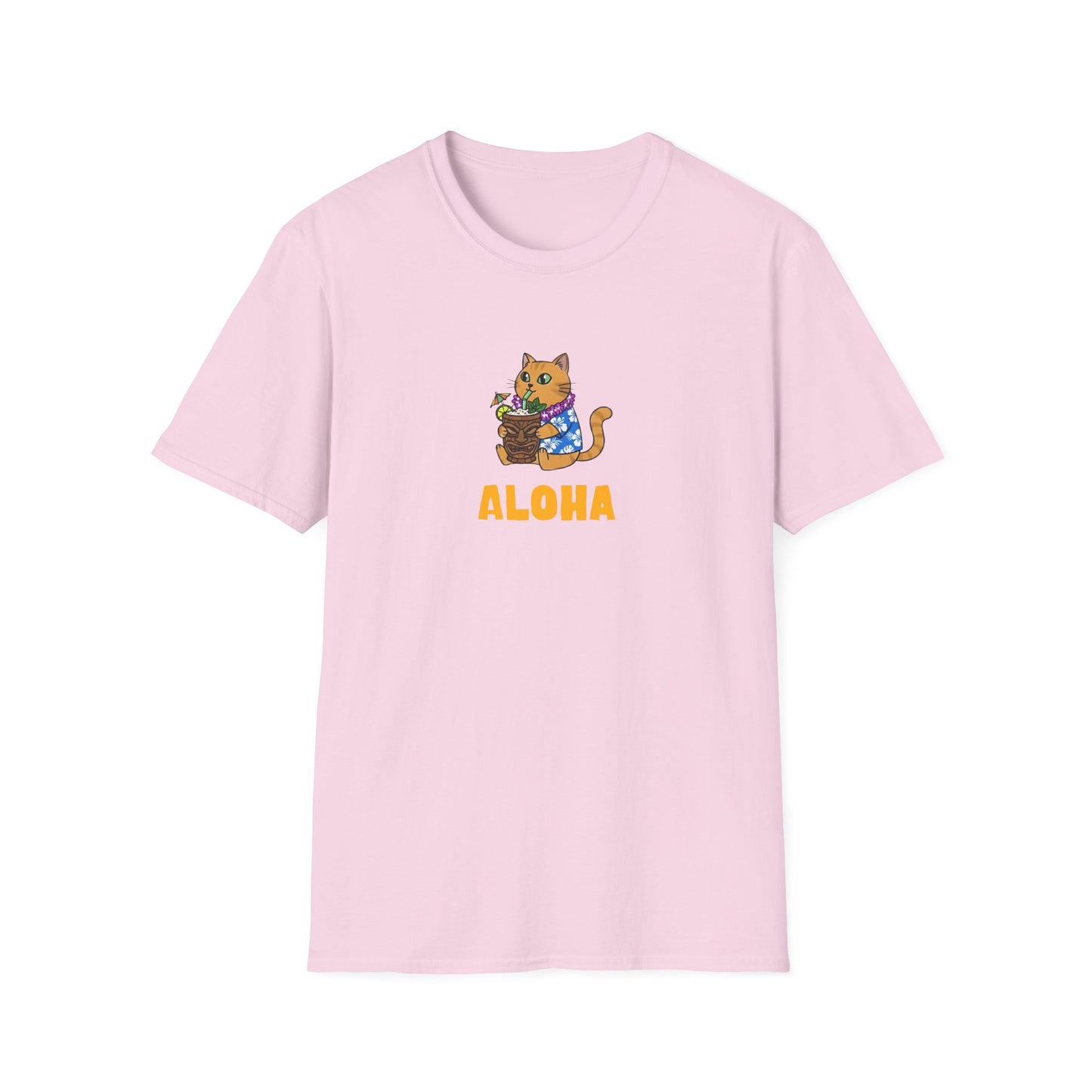 Aloha Cat T-Shirt | Hawaiian Shirt Kitty | Tropical Drink Tee | Summer Vacation Gift