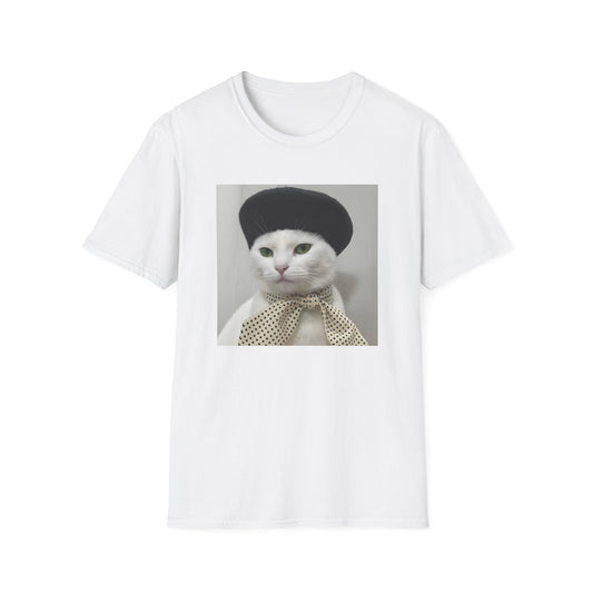 French Cat Graphic T-shirt - White Cat