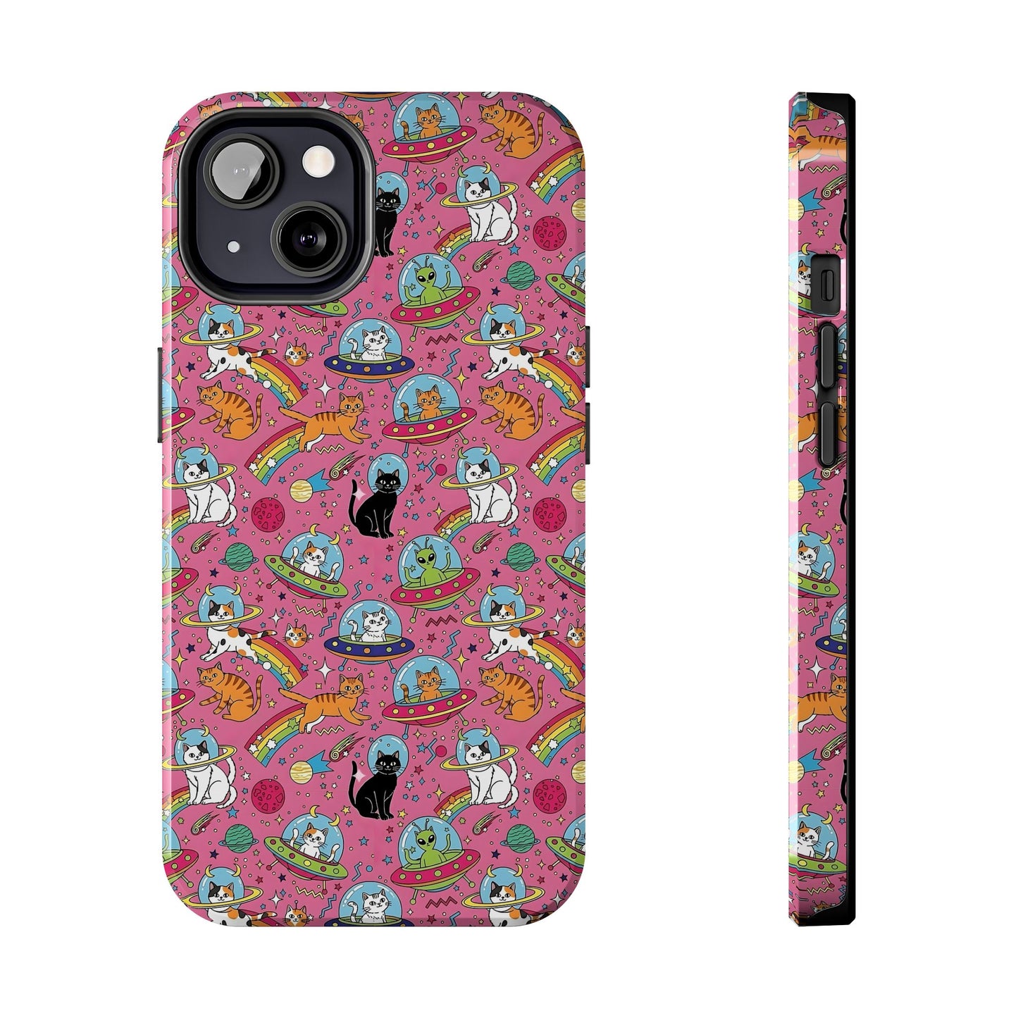 Whimsical Galaxy Cat Tough Phone Case | Cute Cosmic Kitty Cover