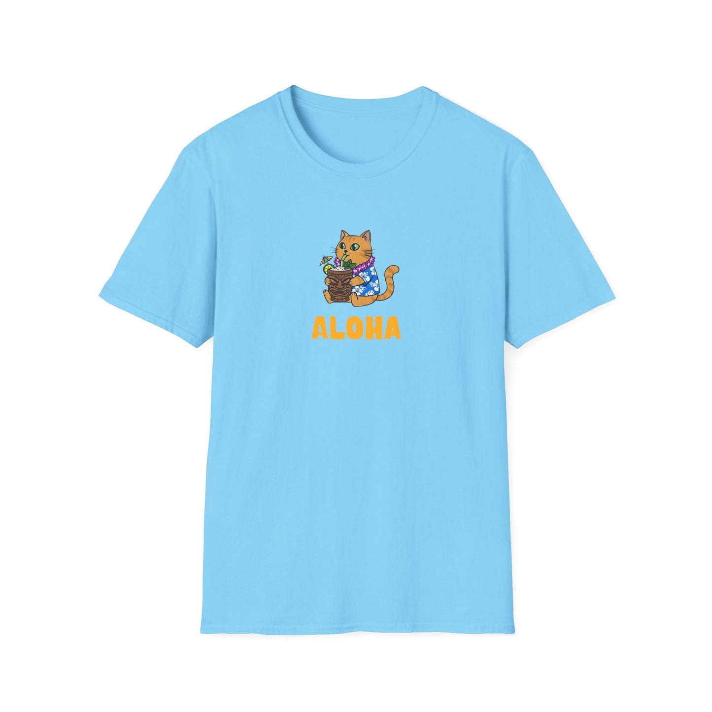 Aloha Cat T-Shirt | Hawaiian Shirt Kitty | Tropical Drink Tee | Summer Vacation Gift