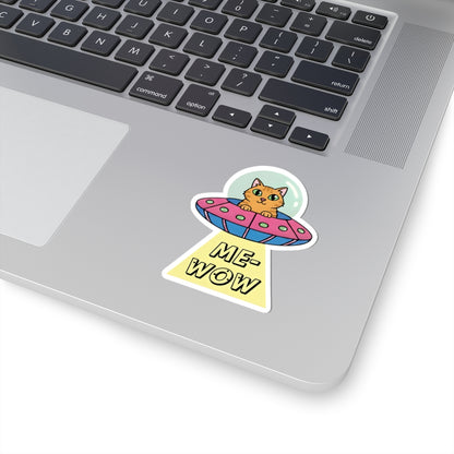 UFO Cat Pilot Sticker | Funny 'ME-WOW' Beam Vinyl Decal