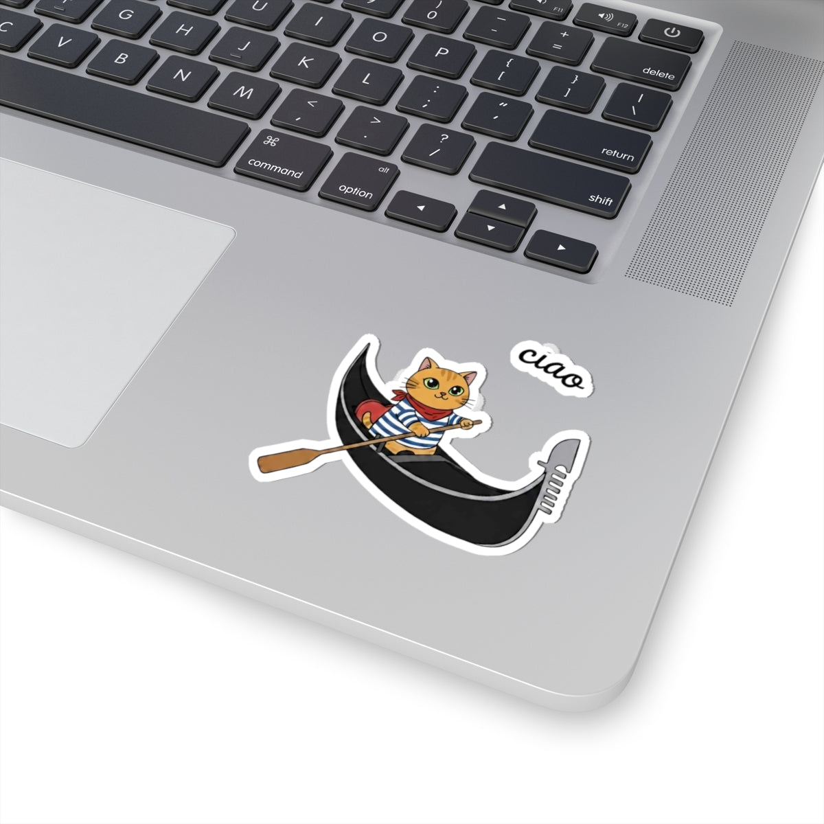 Cute Gondolier Cat Sticker | Venice Travel Decal for Laptop & Water Bottle