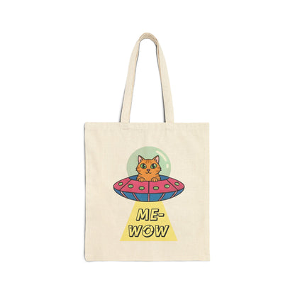 UFO Cat Tote Bag | ME-WOW Canvas Bag | Unique Sci-Fi Gift