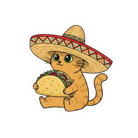 Funny Taco Cat Sticker | Cute Sombrero Vinyl Decal