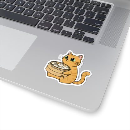 Kawaii Xiao Long Bao Cat Sticker | Cute Dumpling Vinyl Decal for Foodies