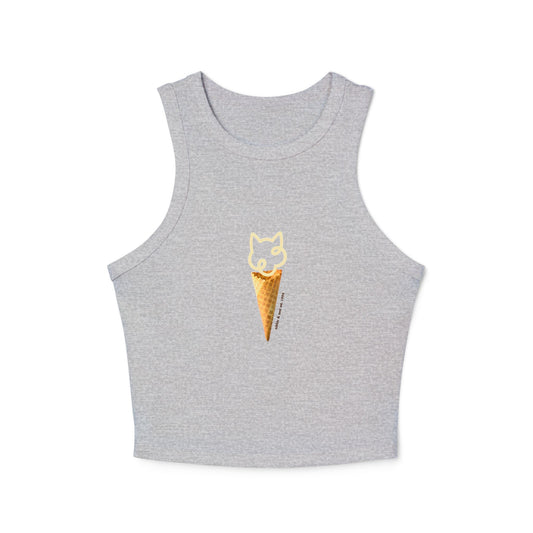 Cat ice cream cone ribbed racer tank