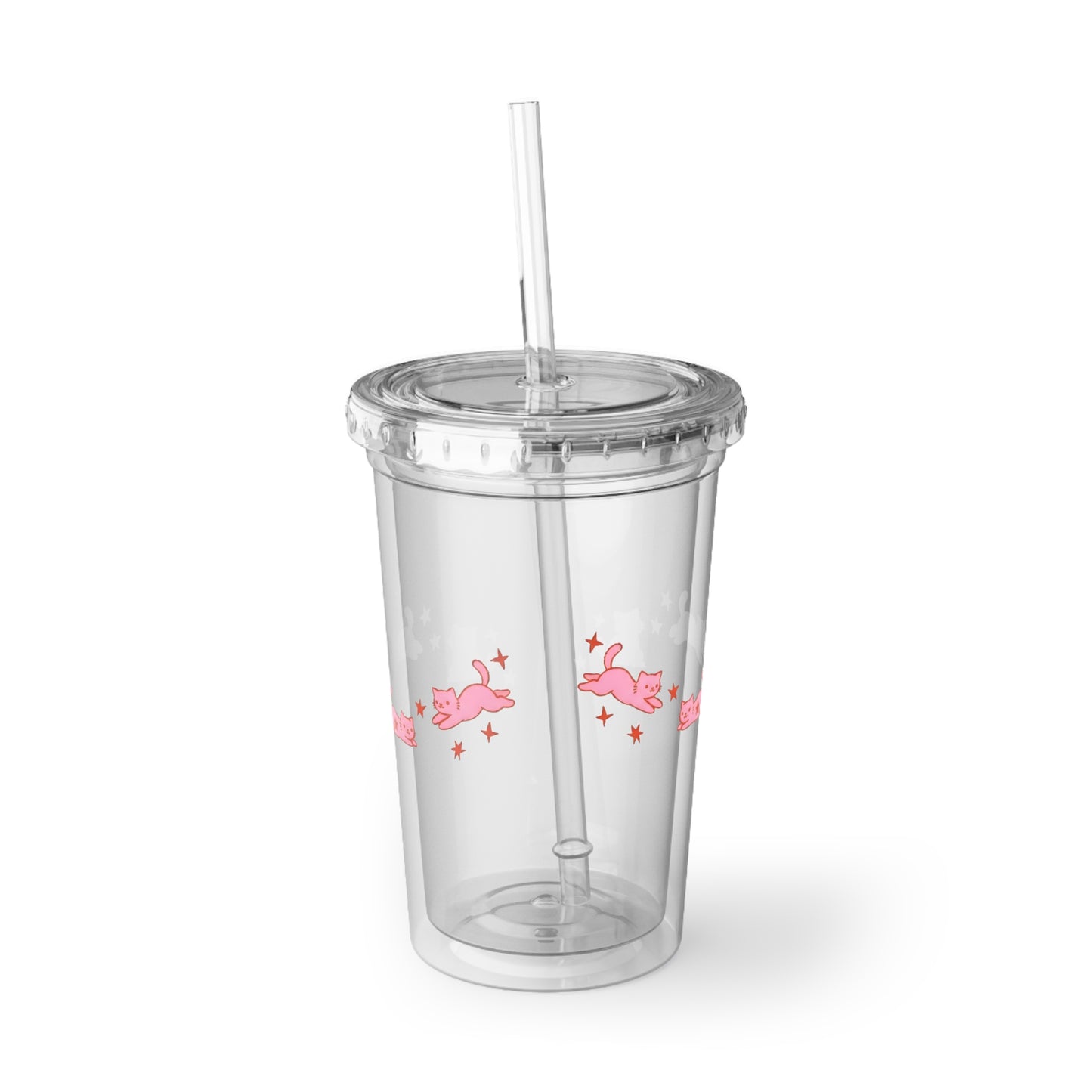 Cat Carousel Acrylic Cup with Straw - Reusable Tumbler for Iced Drinks