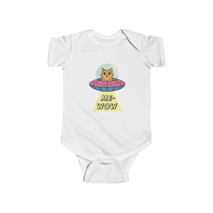 UFO Cat Baby Bodysuit | ME-WOW Newborn Outfit | Funny Cat Lover Gift