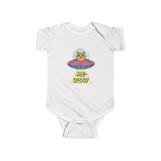 UFO Cat Baby Bodysuit | ME-WOW Newborn Outfit | Funny Cat Lover Gift