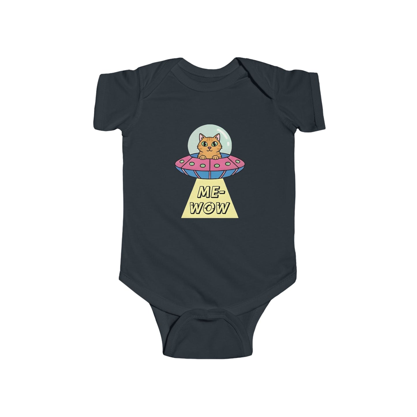 UFO Cat Baby Bodysuit | ME-WOW Newborn Outfit | Funny Cat Lover Gift