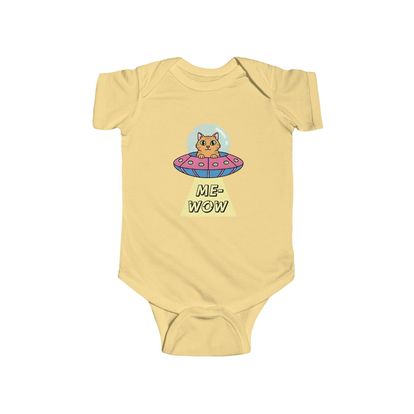 UFO Cat Baby Bodysuit | ME-WOW Newborn Outfit | Funny Cat Lover Gift