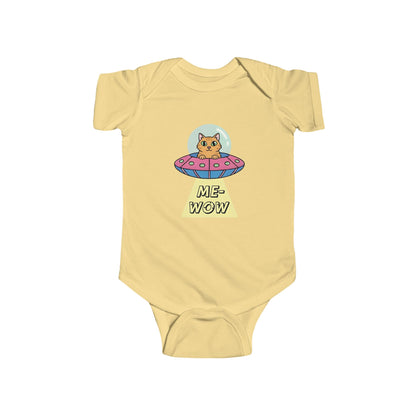 UFO Cat Baby Bodysuit | ME-WOW Newborn Outfit | Funny Cat Lover Gift