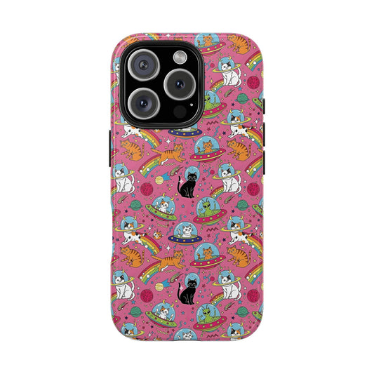 Whimsical Galaxy Cat Tough Phone Case | Cute Cosmic Kitty Cover
