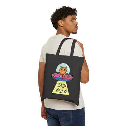 UFO Cat Tote Bag | ME-WOW Canvas Bag | Unique Sci-Fi Gift