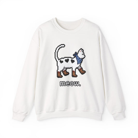 Cowboy Cat Sweatshirt – Cute Retro Pixel Cat Graphic Jumper