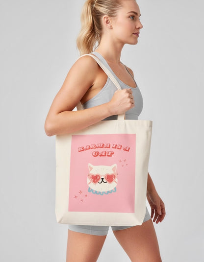Karma is a Cat Cotton Tote Bag