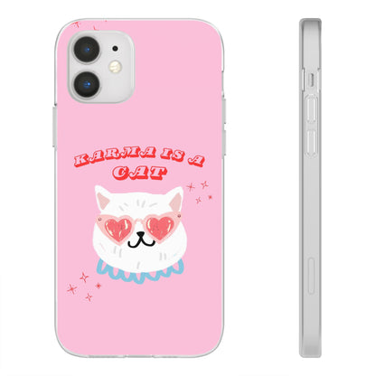 Karma is a Cat Phone Case | Pop Culture Cat Lover Gift | Heart Sunglasses Kitty