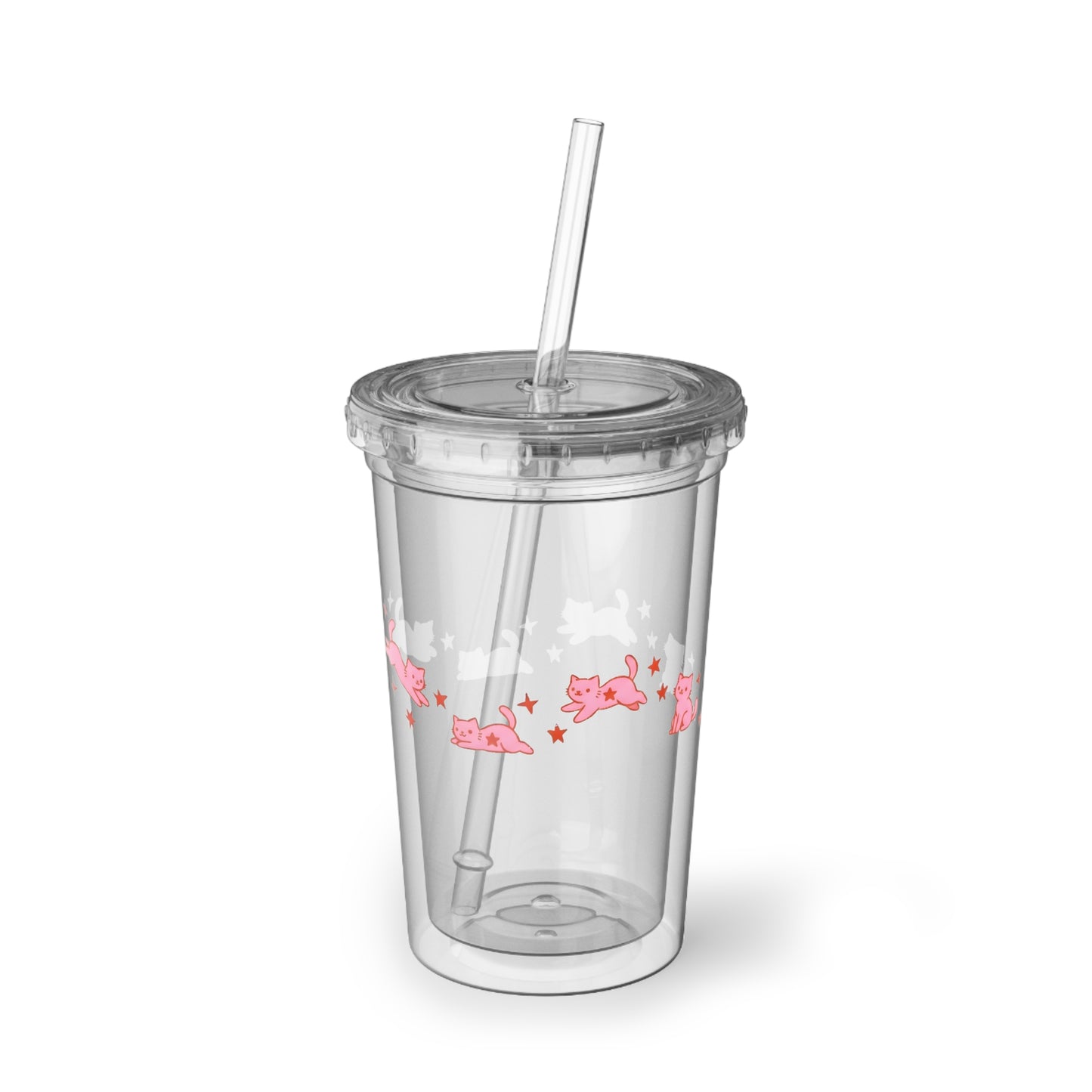 Cat Carousel Acrylic Cup with Straw - Reusable Tumbler for Iced Drinks