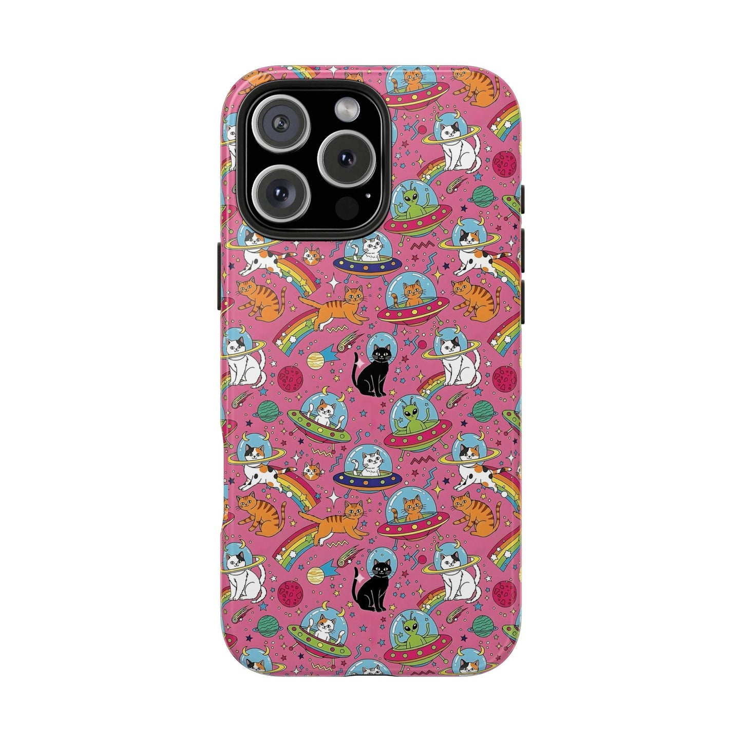 Whimsical Galaxy Cat Tough Phone Case | Cute Cosmic Kitty Cover