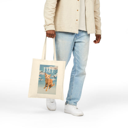 Synth-Pop Cat Tote Bag | Cityscape Tote | Cat Lover Gift | Pop Music Fan Bag