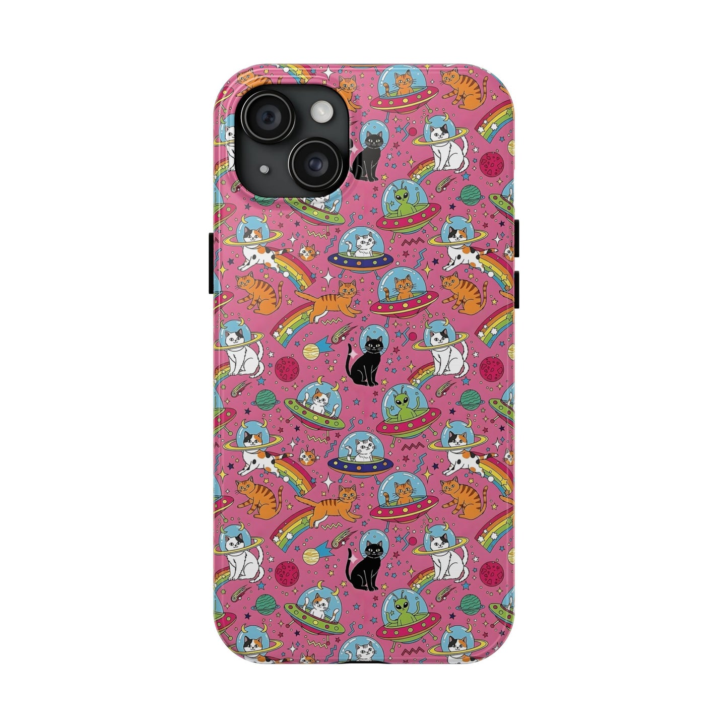 Whimsical Galaxy Cat Tough Phone Case | Cute Cosmic Kitty Cover