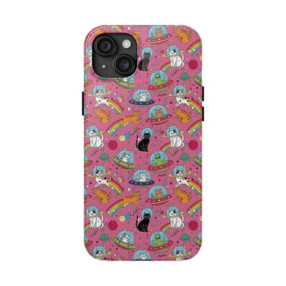 Whimsical Galaxy Cat Tough Phone Case | Cute Cosmic Kitty Cover