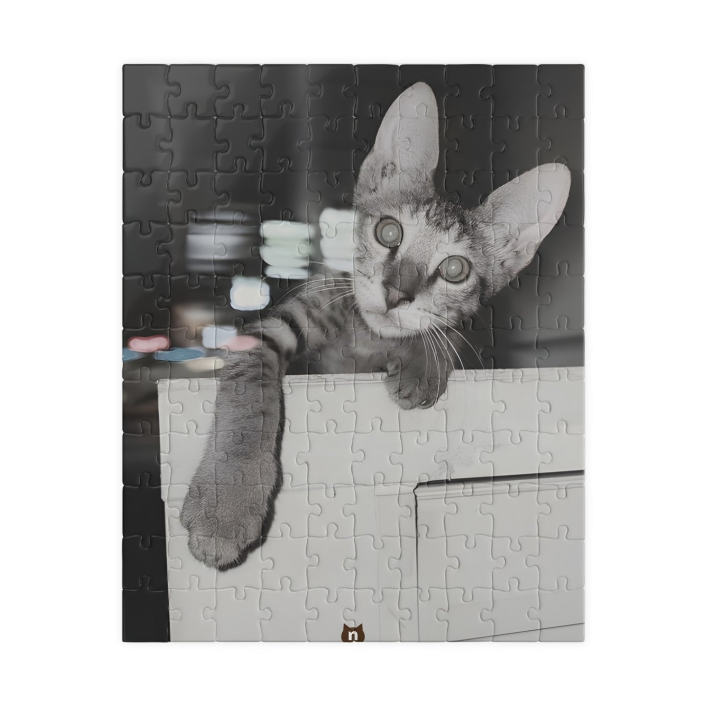 Black & White Tabby Cat Jigsaw Puzzle 110–1014 pcs