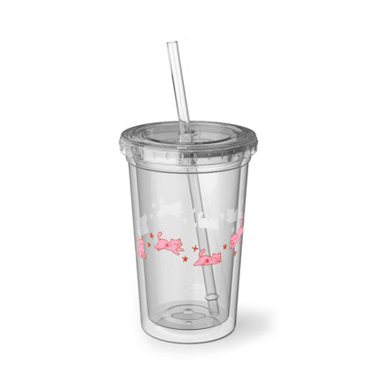Cat Carousel Acrylic Cup with Straw - Reusable Tumbler for Iced Drinks