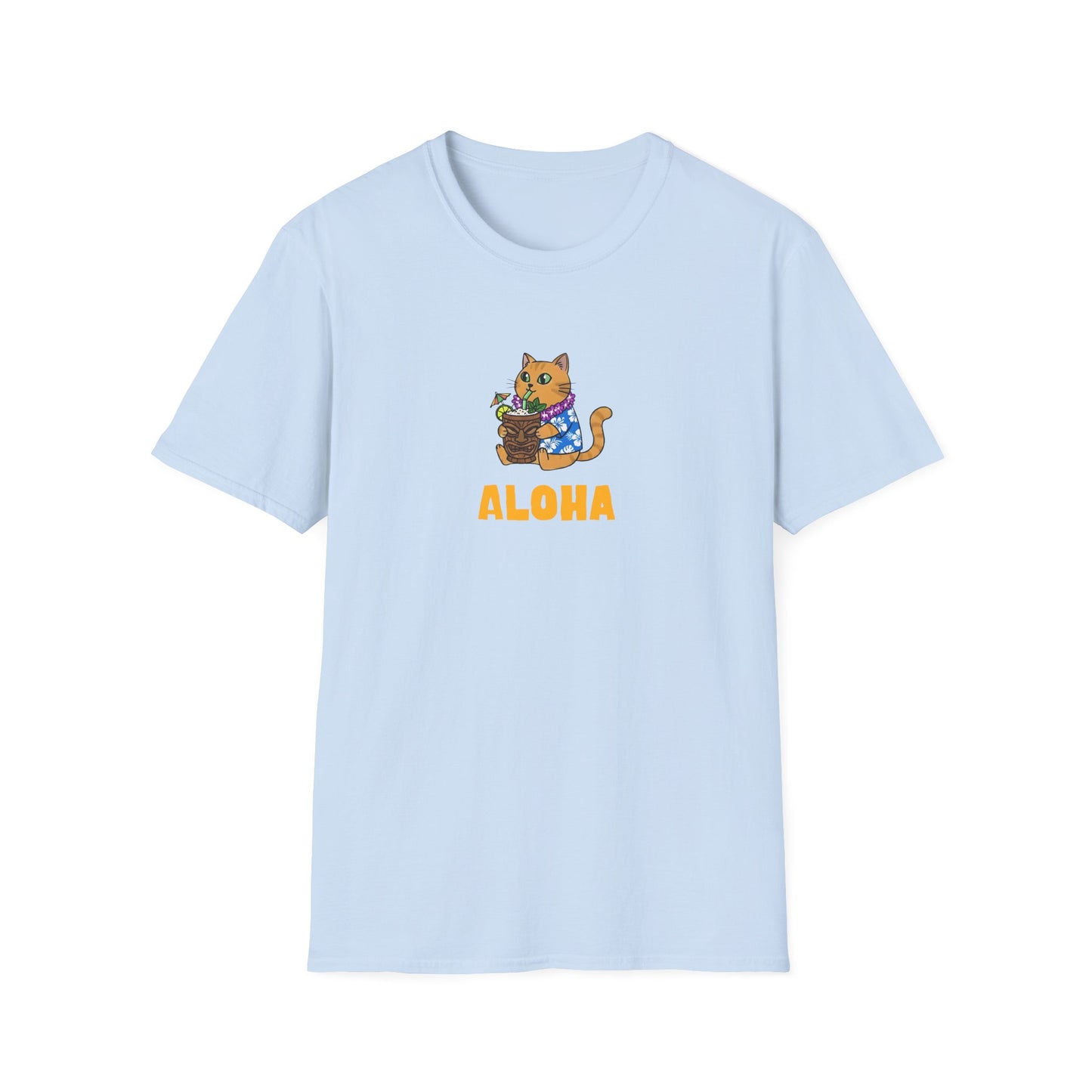 Aloha Cat T-Shirt | Hawaiian Shirt Kitty | Tropical Drink Tee | Summer Vacation Gift